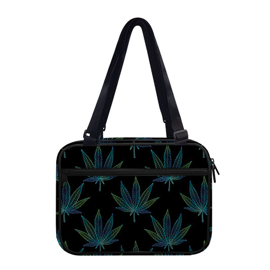 Blue And Green Weed Leaf Pattern Print Double Strap Bible Bag