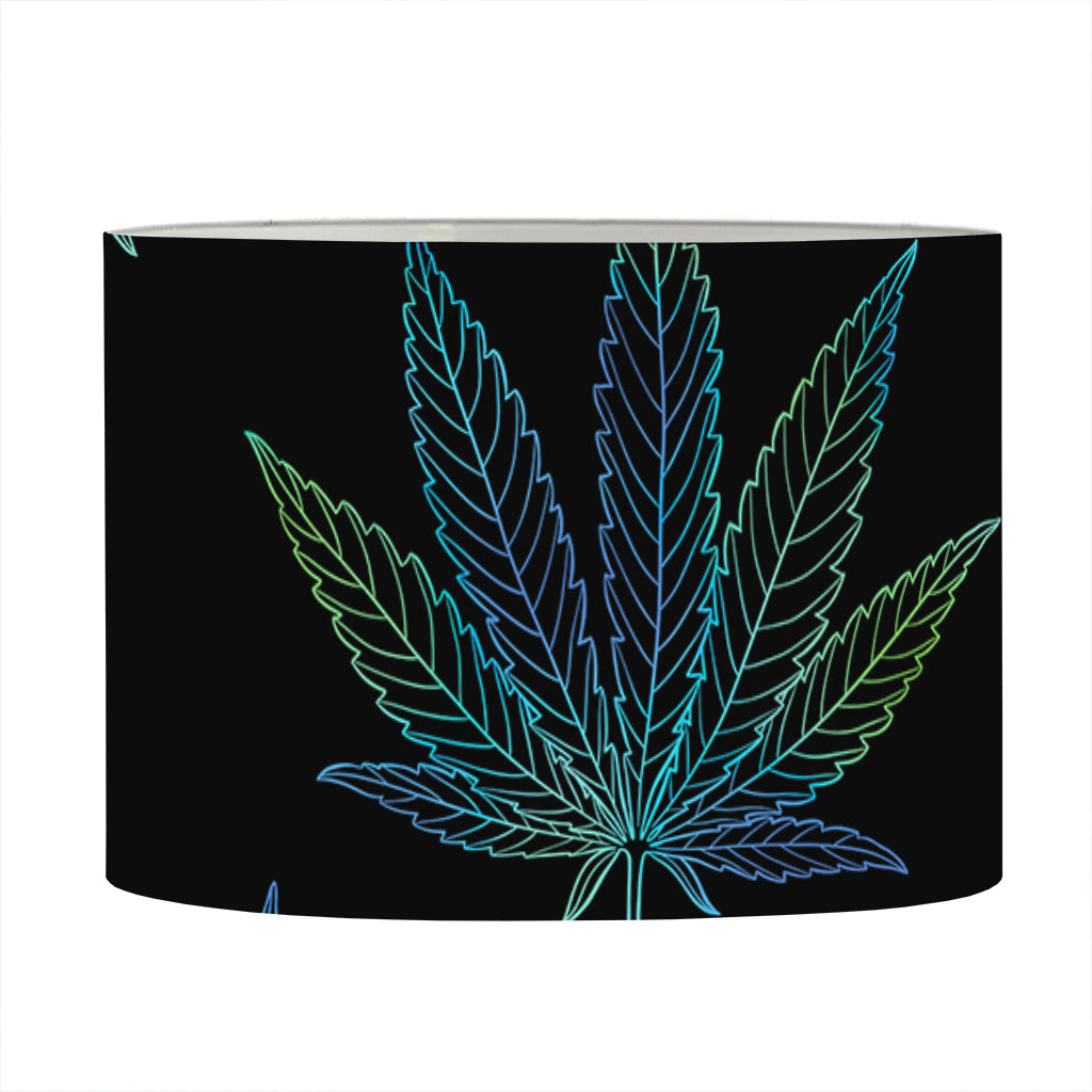 Blue And Green Weed Leaf Pattern Print Drum Lamp Shade