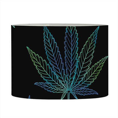 Blue And Green Weed Leaf Pattern Print Drum Lamp Shade