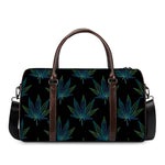 Blue And Green Weed Leaf Pattern Print Duffle Bag