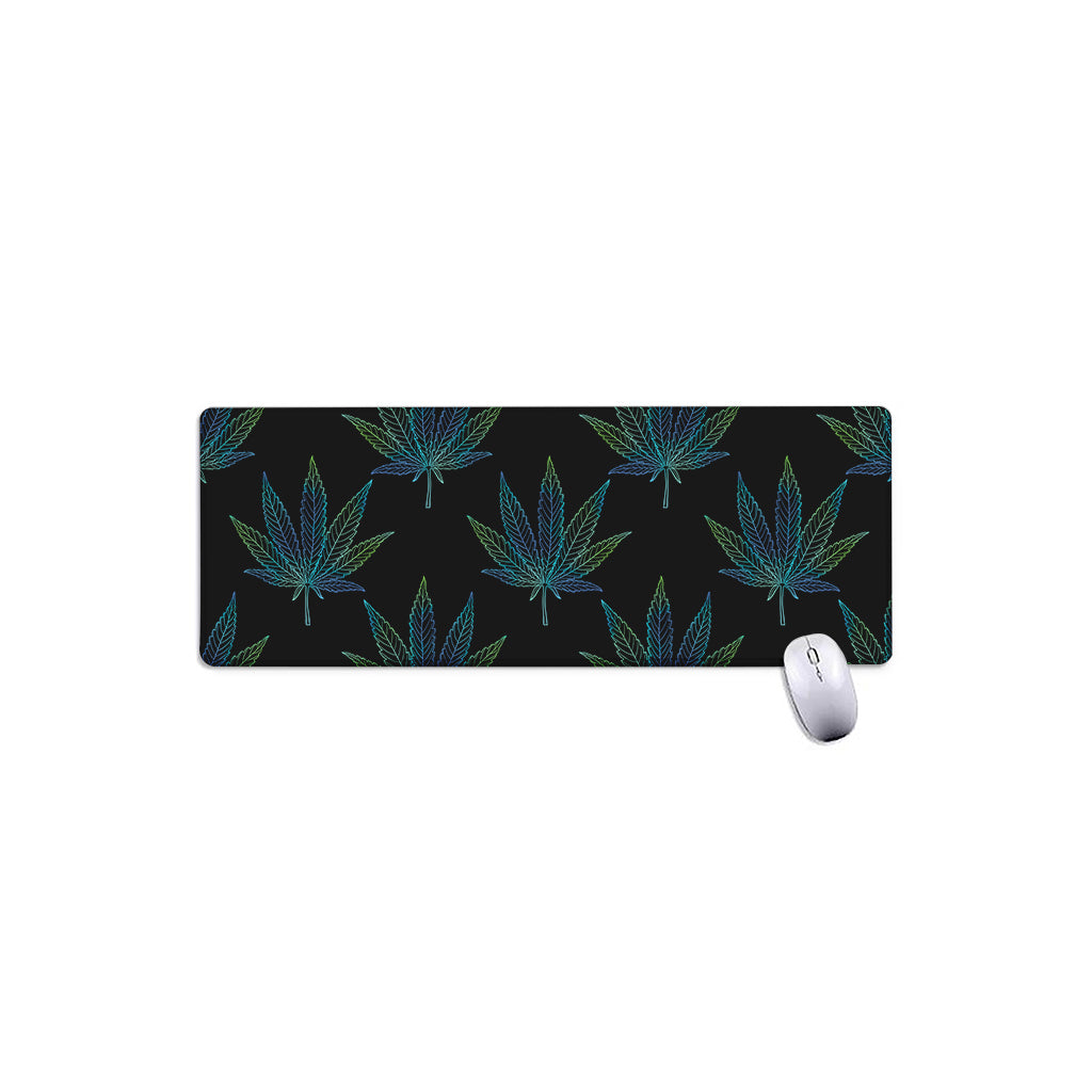Blue And Green Weed Leaf Pattern Print Extended Mouse Pad