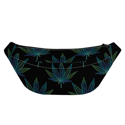 Blue And Green Weed Leaf Pattern Print Fanny Pack