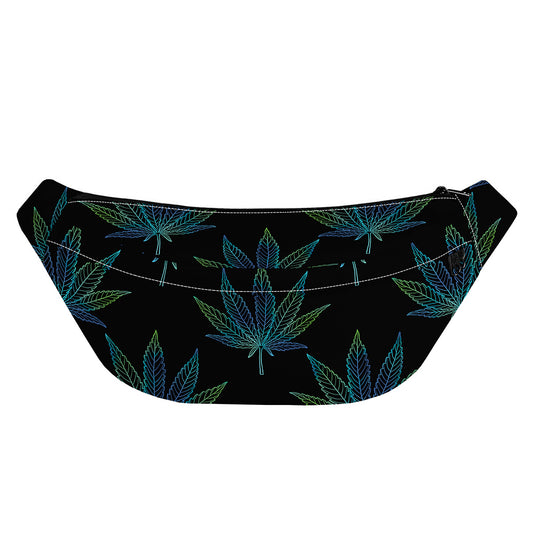 Blue And Green Weed Leaf Pattern Print Fanny Pack