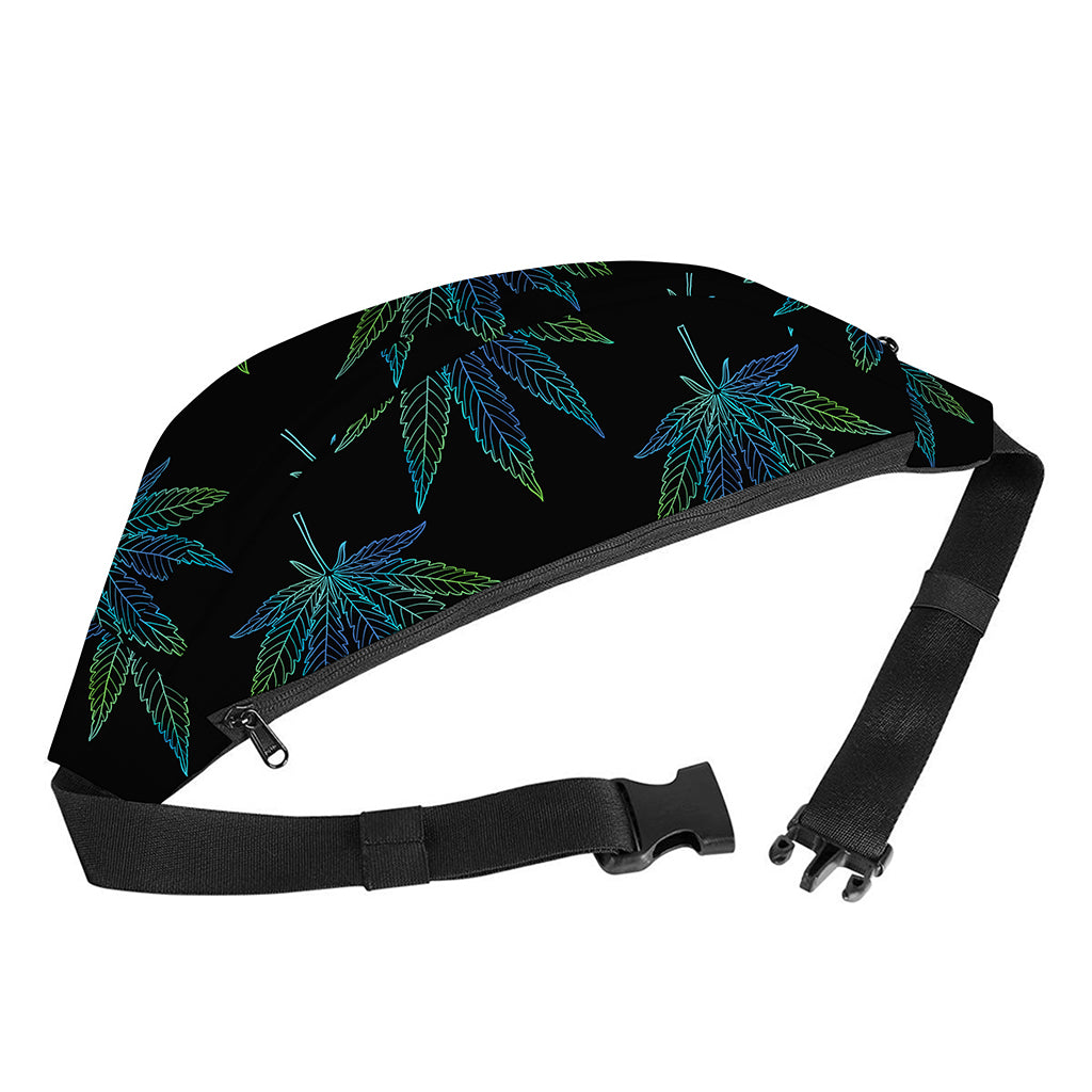 Blue And Green Weed Leaf Pattern Print Fanny Pack