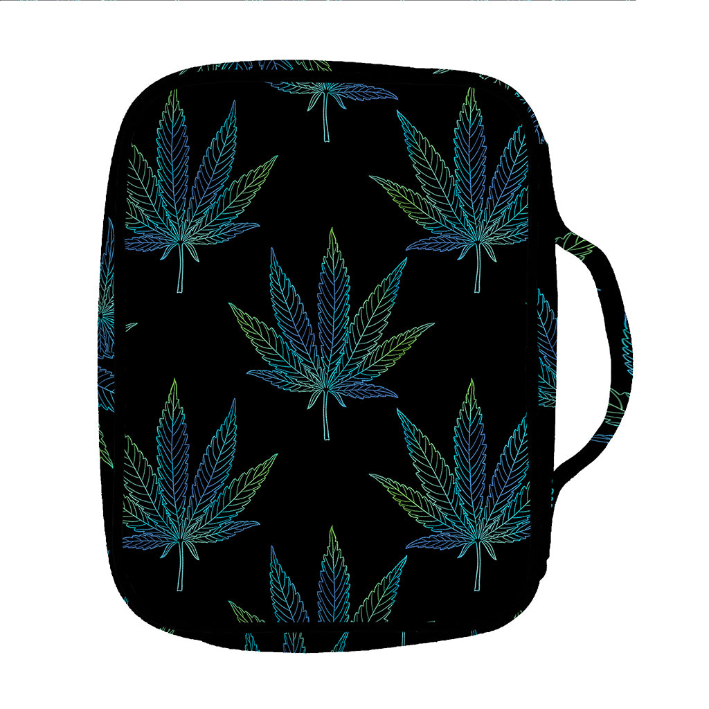 Blue And Green Weed Leaf Pattern Print Front Pocket Bible Bag