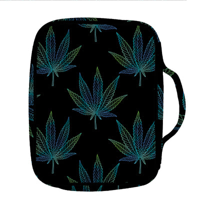 Blue And Green Weed Leaf Pattern Print Front Pocket Bible Bag