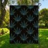 Blue And Green Weed Leaf Pattern Print Garden Flag