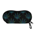 Blue And Green Weed Leaf Pattern Print Glasses Case