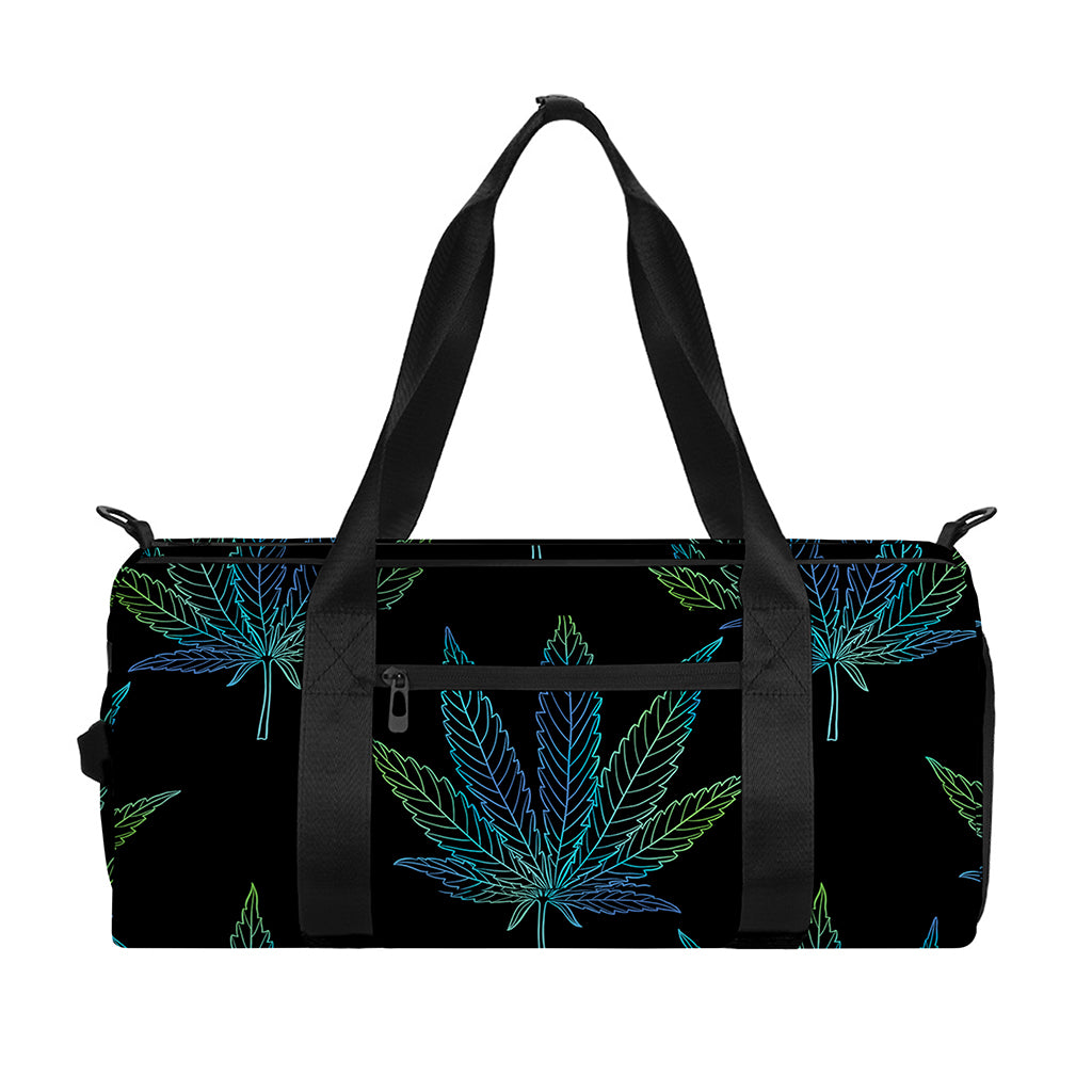 Blue And Green Weed Leaf Pattern Print Gym Bag