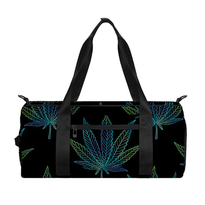 Blue And Green Weed Leaf Pattern Print Gym Bag