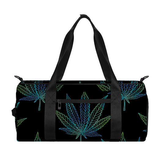 Blue And Green Weed Leaf Pattern Print Gym Bag