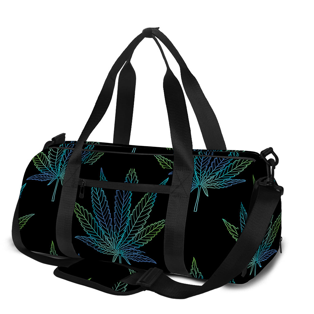 Blue And Green Weed Leaf Pattern Print Gym Bag