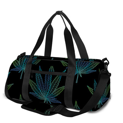 Blue And Green Weed Leaf Pattern Print Gym Bag