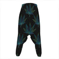 Blue And Green Weed Leaf Pattern Print Hammer Pants