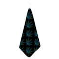 Blue And Green Weed Leaf Pattern Print Hand Towel