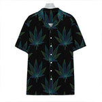 Blue And Green Weed Leaf Pattern Print Hawaiian Shirt