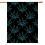 Blue And Green Weed Leaf Pattern Print House Flag
