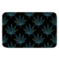 Blue And Green Weed Leaf Pattern Print Indoor Door Mat