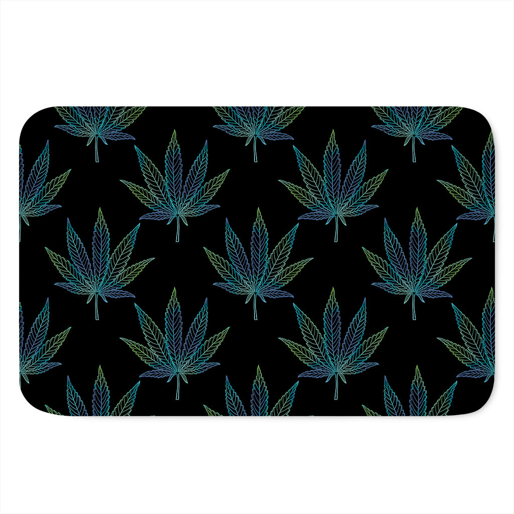 Blue And Green Weed Leaf Pattern Print Indoor Door Mat