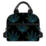 Blue And Green Weed Leaf Pattern Print Insulated Lunch Bag