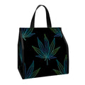 Blue And Green Weed Leaf Pattern Print Insulated Lunch Tote