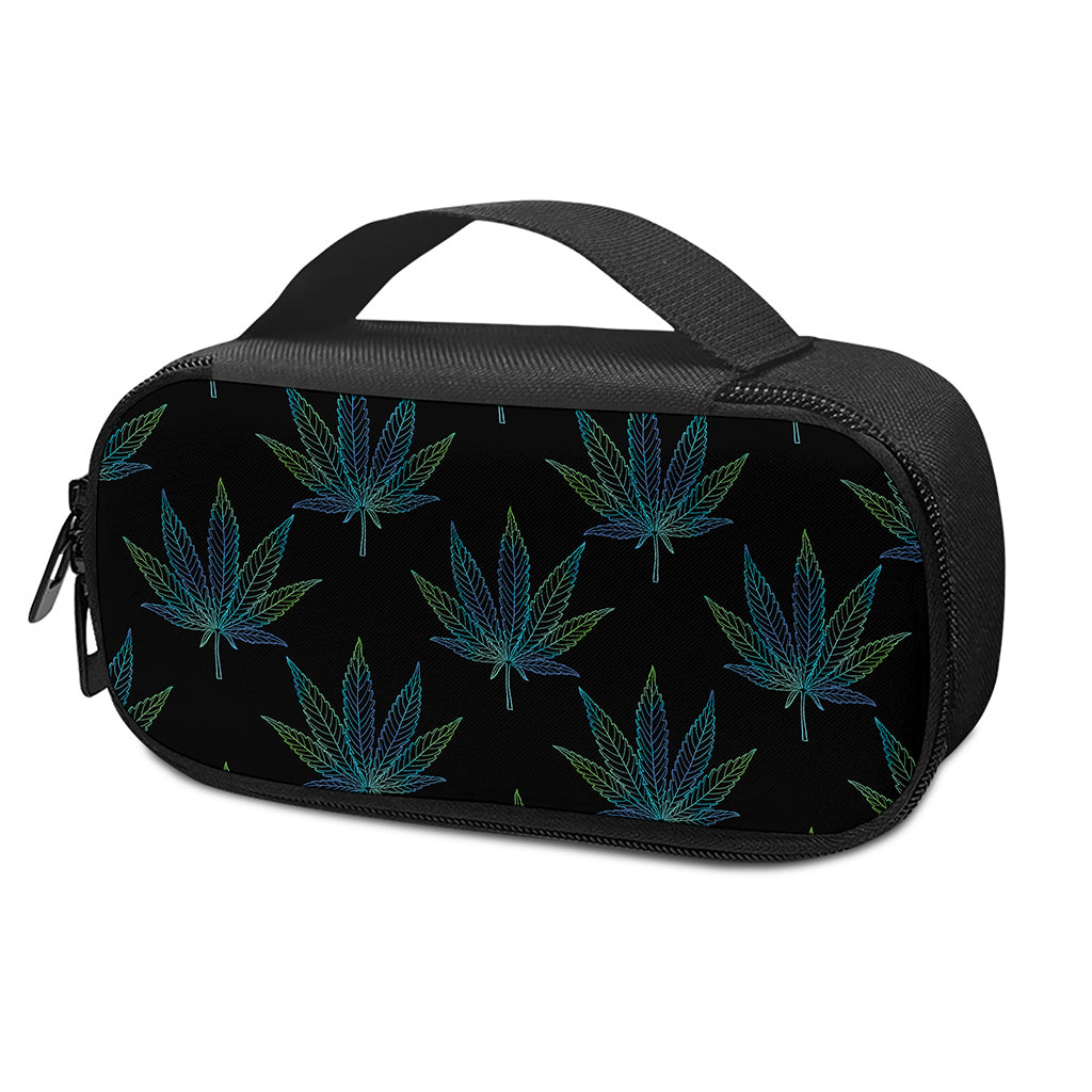 Blue And Green Weed Leaf Pattern Print Insulin Cooler Travel Case
