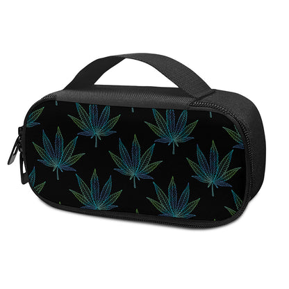 Blue And Green Weed Leaf Pattern Print Insulin Cooler Travel Case