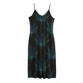 Blue And Green Weed Leaf Pattern Print Jersey Midi Cami Dress