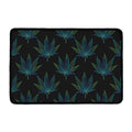 Blue And Green Weed Leaf Pattern Print Kitchen Mat