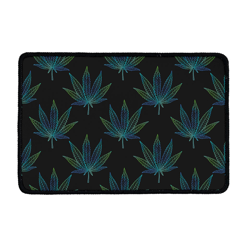 Blue And Green Weed Leaf Pattern Print Kitchen Mat