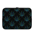 Blue And Green Weed Leaf Pattern Print Laptop Sleeve