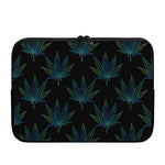 Blue And Green Weed Leaf Pattern Print Laptop Sleeve