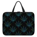 Blue And Green Weed Leaf Pattern Print Laptop Sleeve With Handle
