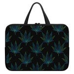 Blue And Green Weed Leaf Pattern Print Laptop Sleeve With Handle