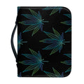 Blue And Green Weed Leaf Pattern Print Leather Bible Cover