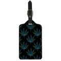 Blue And Green Weed Leaf Pattern Print Luggage Tag