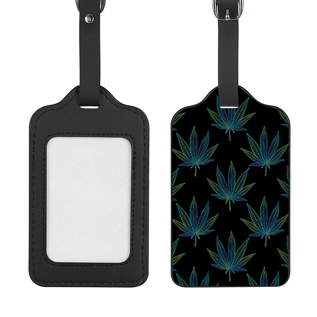 Blue And Green Weed Leaf Pattern Print Luggage Tag