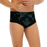 Blue And Green Weed Leaf Pattern Print Men's Briefs