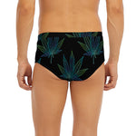 Blue And Green Weed Leaf Pattern Print Men's Briefs