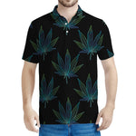 Blue And Green Weed Leaf Pattern Print Men's Polo Shirt