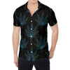 Blue And Green Weed Leaf Pattern Print Men's Shirt