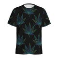 Blue And Green Weed Leaf Pattern Print Men's Athletic T-Shirt