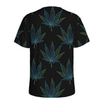 Blue And Green Weed Leaf Pattern Print Men's Sports T-Shirt