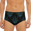 Blue And Green Weed Leaf Pattern Print Men's Triangle Swim Briefs