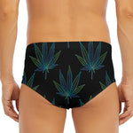 Blue And Green Weed Leaf Pattern Print Men's Triangle Swim Briefs