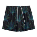 Blue And Green Weed Leaf Pattern Print Mesh Shorts