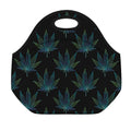 Blue And Green Weed Leaf Pattern Print Neoprene Lunch Bag