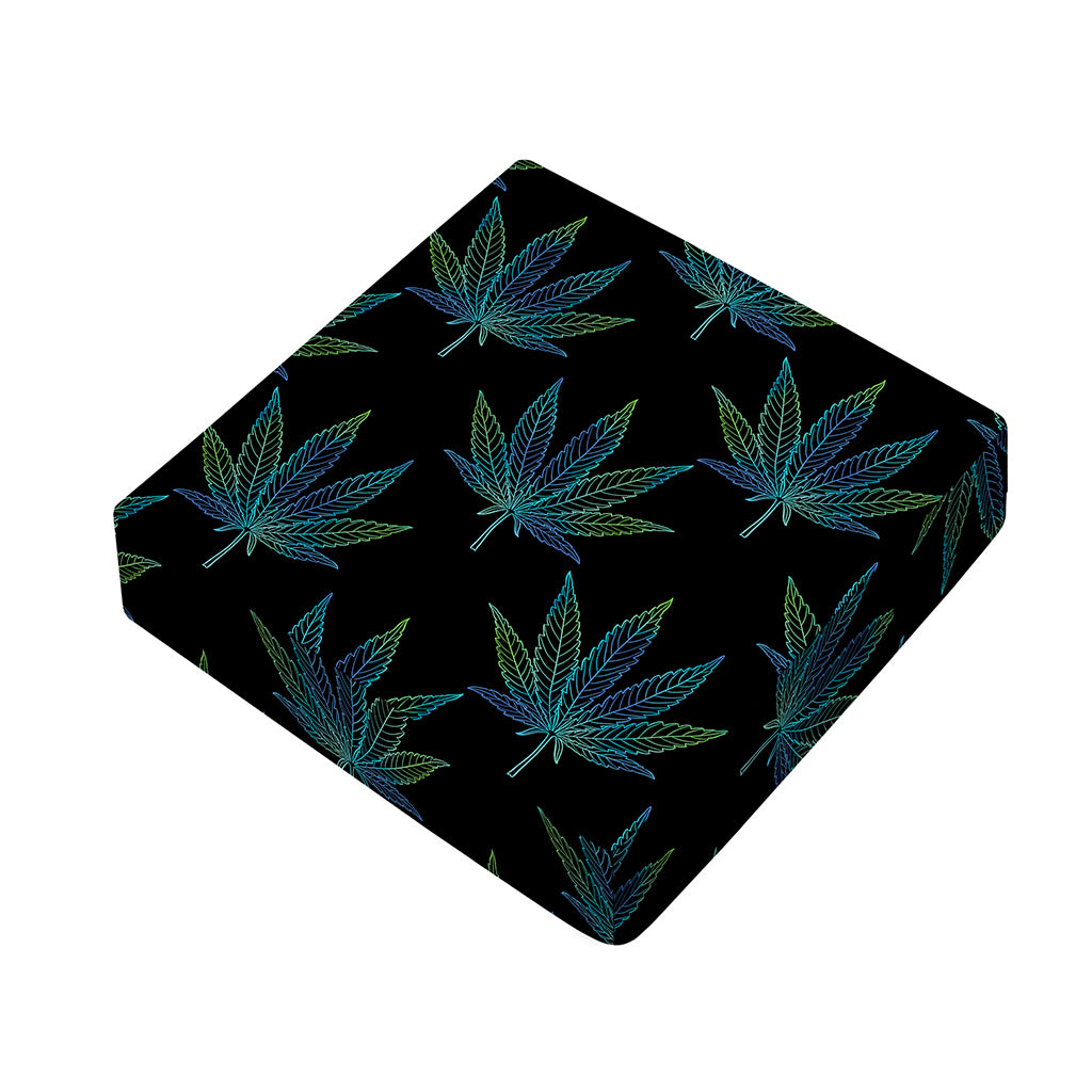 Blue And Green Weed Leaf Pattern Print Outdoor Seat Cushion Cover