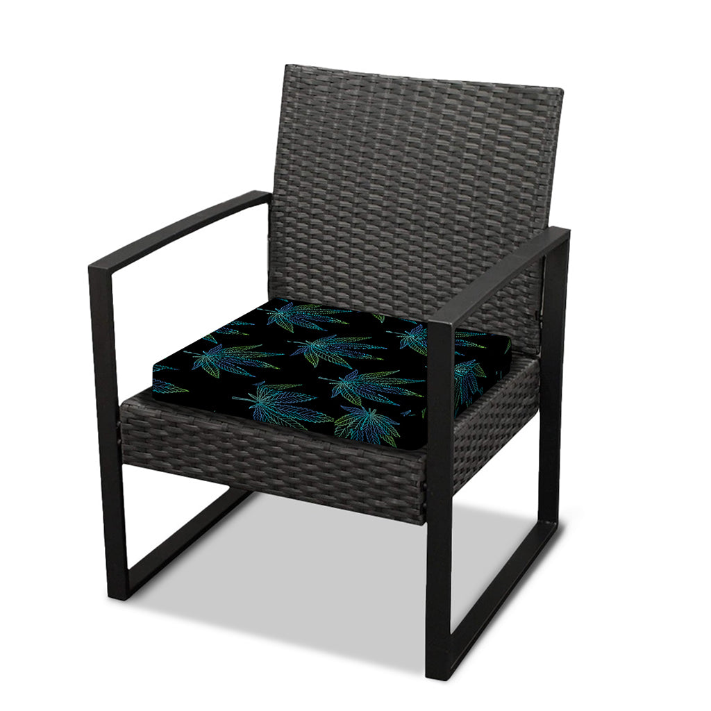 Blue And Green Weed Leaf Pattern Print Outdoor Seat Cushion Cover