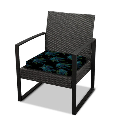 Blue And Green Weed Leaf Pattern Print Outdoor Seat Cushion Cover